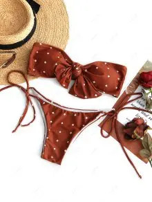 Self-tie Knot Bandeau Bikini Set | ZAFUL (Global)