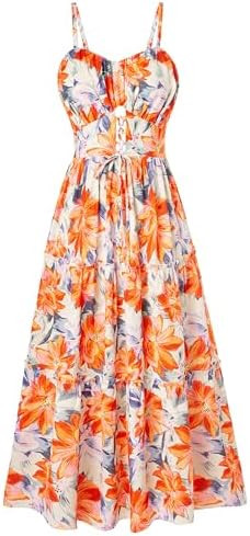 GRACE KARIN 2026 Women's Spaghetti Vacation Sundress Summer Beach Flowy Boho Floral Maxi Dresses ... | Amazon (US)