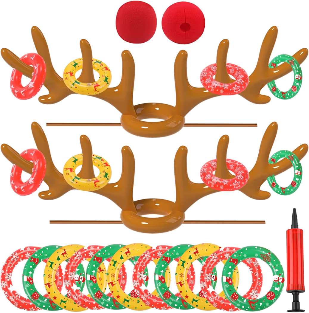 Christmas Games Decorations, Inflatable Reindeer Antler Ring Toss Game, Stocking Stuffers for Men... | Amazon (US)
