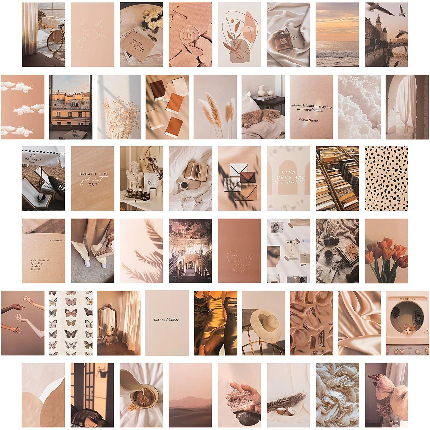 CY2SIDE 50PCS Beige Aesthetic Picture for Wall Collage, 4x6’’ Boho Cards, Cream Collage Print... | Walmart (US)