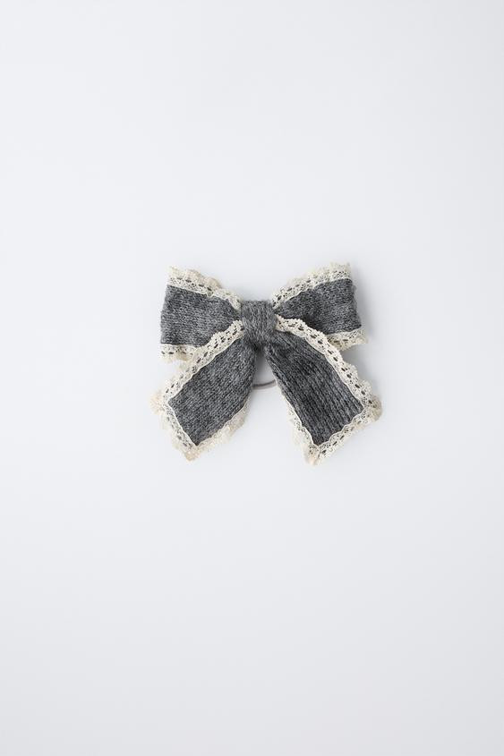 KNIT BOW HAIR CLIP SCRUNCHIE | Zara UK