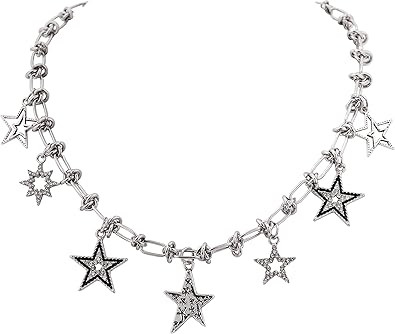 Grunge Star Pendant Choker Stainless Steel Necklace Punk Y2K Aesthetic Jewelry for Girls Women | Amazon (US)