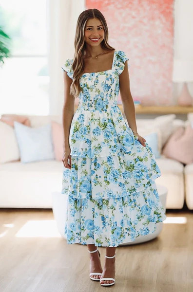 In Love With This Midi Dress - Blue | Hazel and Olive