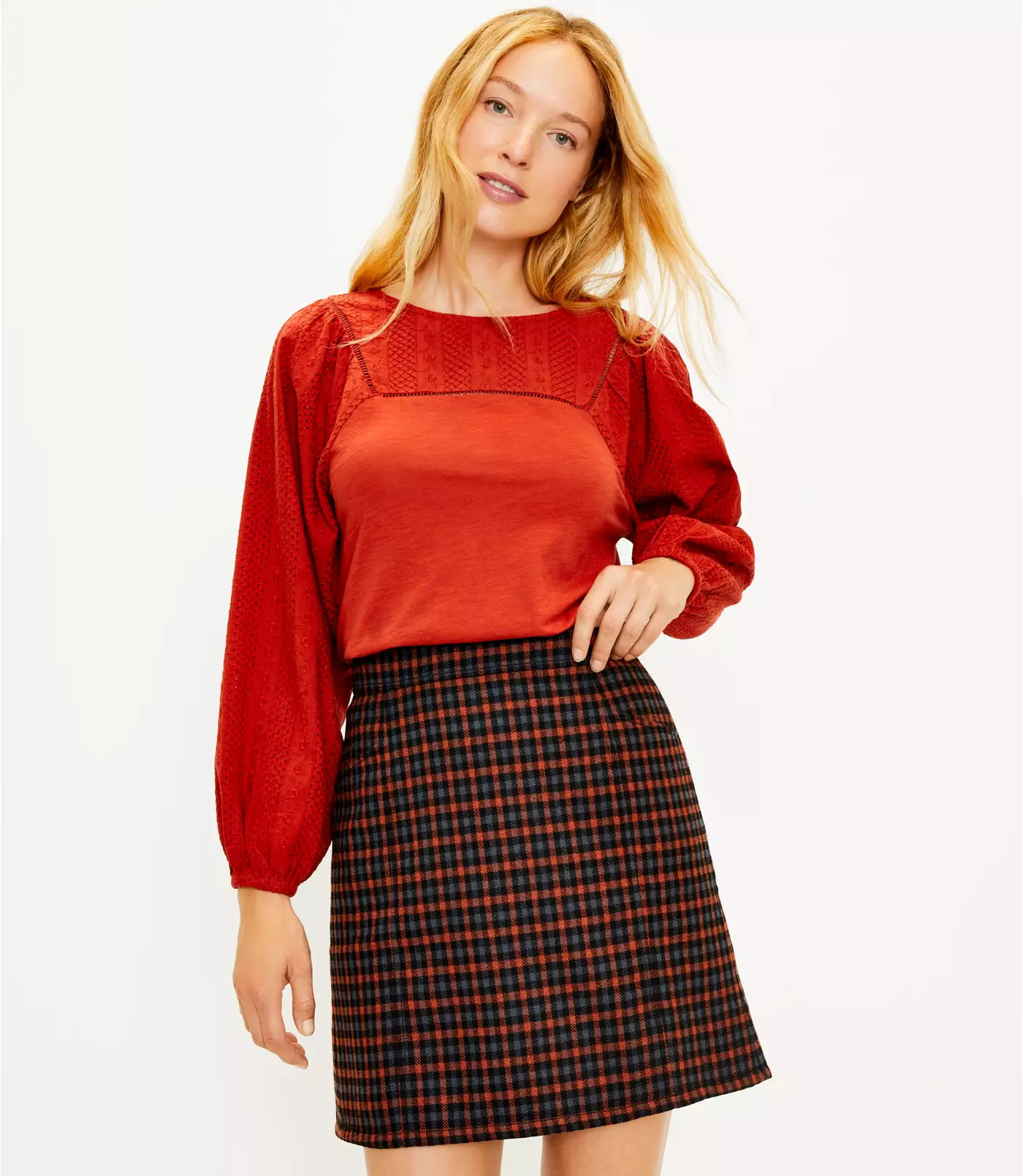 Petite Eyelet Lace Trim Top | LOFT