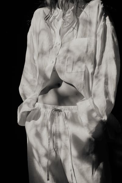 Linen trousers - White - Ladies | H&M GB | H&M (UK, MY, IN, SG, PH, TW, HK)