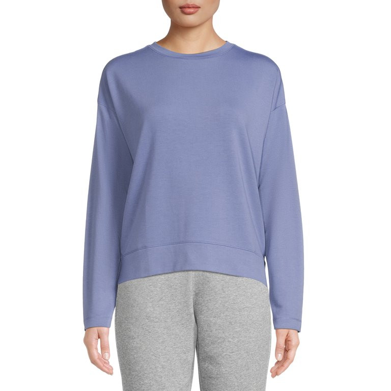 Avia Women's Long Sleeve Drop Shoulder Soft French Terry Cloth Tee | Walmart (US)