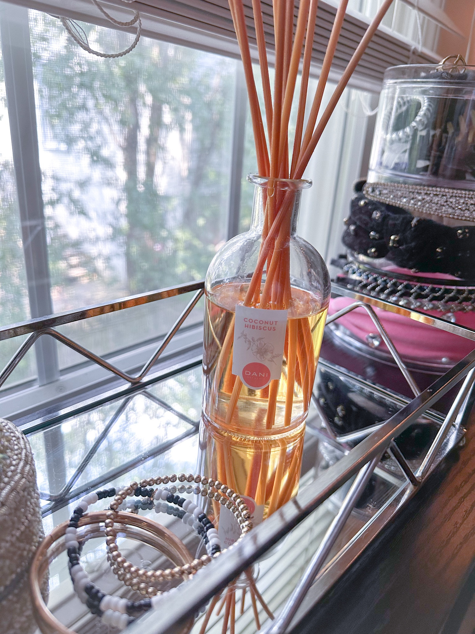summertime scents in my bathroom with this coconut 🥥 hibiscus 🌺 reed diffuser - a great flameless way to infuse your home with our incredible scents - available in 6 scents and on sale for BOGO 50% off right now for Labor Day Sale / home decor / candles and diffusers / cozy home / bathroom decor / Labor Day / Labor Day sale / luxury home / luxury bath / fall scents / summer scents / headband holder / bathroom organization / jewelry stand / bath / Decorative Metal Mirror Catchall Tray, Glass Vanity Tray, Dresser Tray, Jewelry Display Tray, Vanity Organizer for Accent Table, Gold Leaf Finish, Silver Finish / 

#LTKFallSale #LTKSaleAlert #LTKHome
