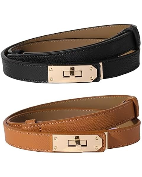 FENLDY Adjustable Thin Belts For Womens Skinny Belts For Dresses Womens Solid Color Alloy Turn Lo... | Amazon (US)