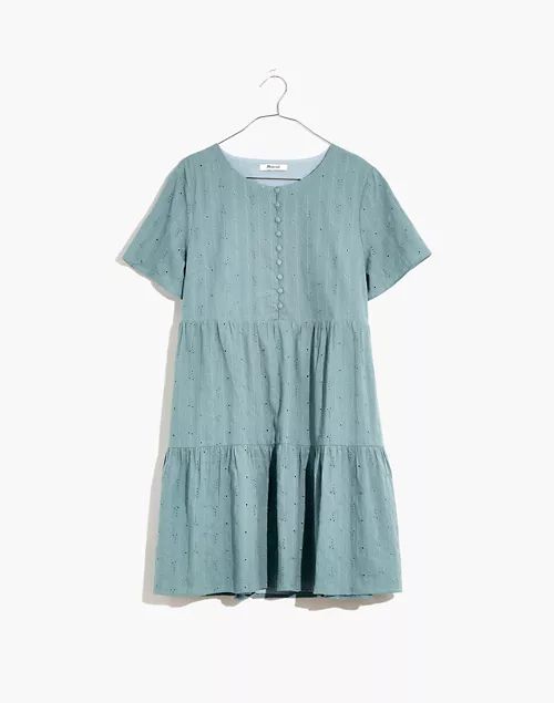 Embroidered Eyelet Button-Front Tiered Mini Dress | Madewell