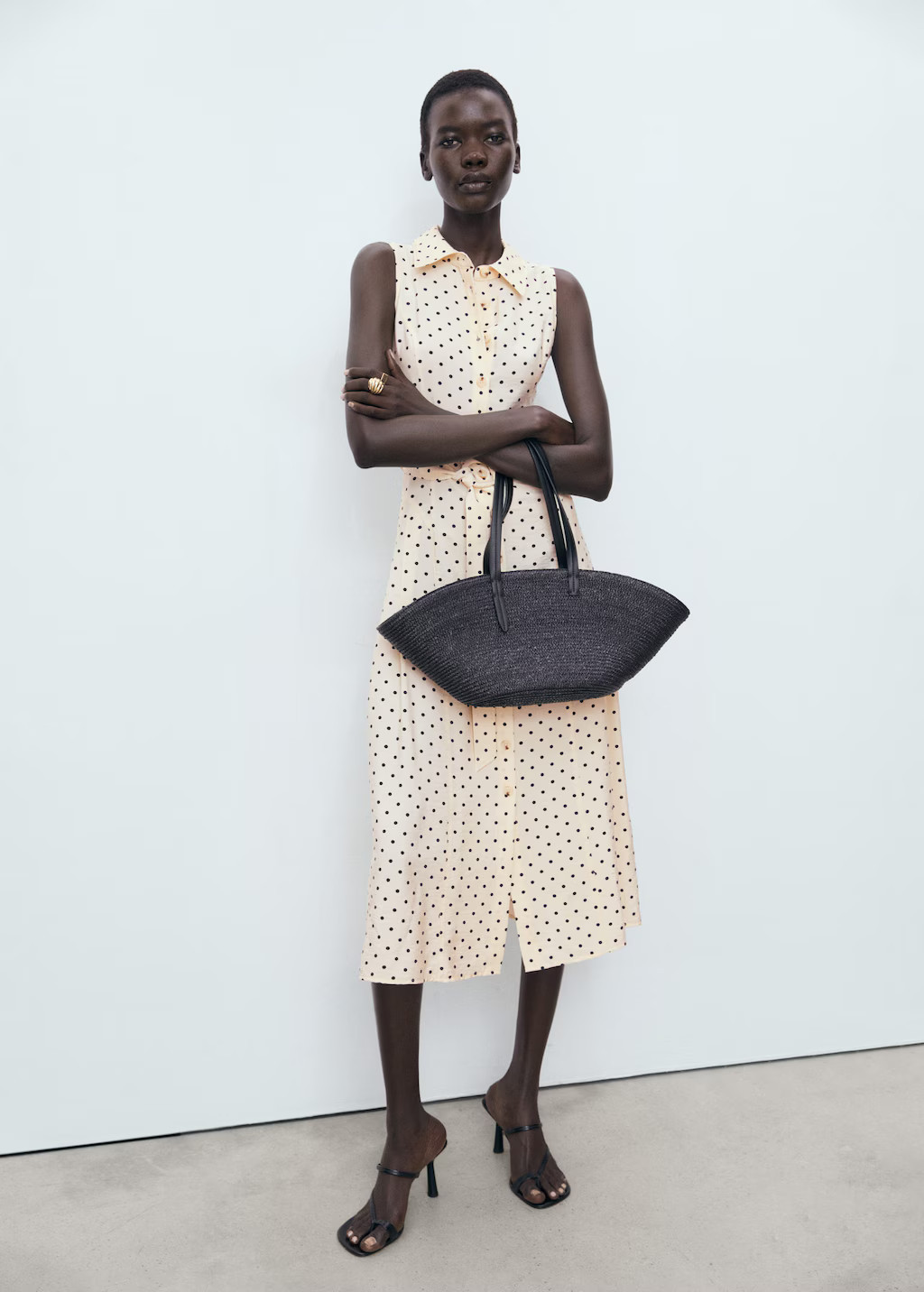 Polka dot shirt dress ecru - Woman - 10 - MANGO | MANGO (UK)