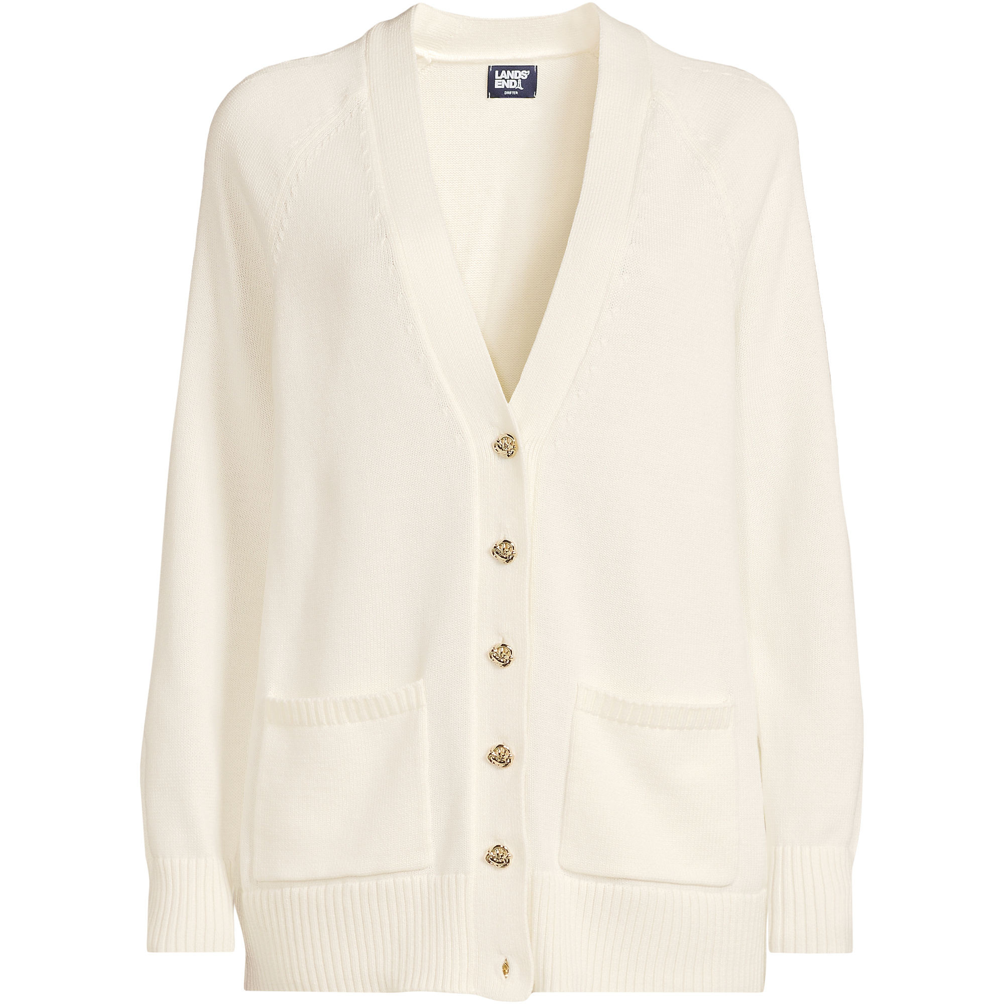 Women's Drifter Varsity Vneck Relaxed Cardigan Sweater | Lands' End (US)
