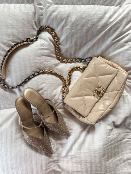 Gold crystal dolce vita kanika heels perfect for wedding season and bachelorette parties 
Chanel quilted bag for spring 

#LTKitbag