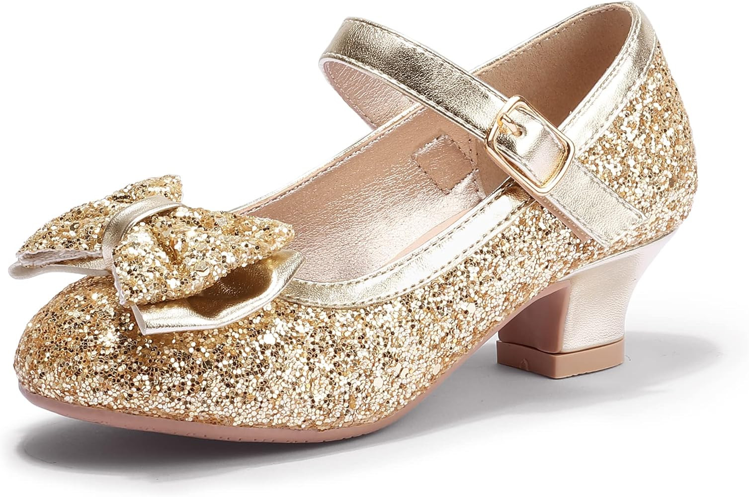 PANDANINJIA Girls Toddler/Little Kid Jada Dress Mary Jane Pumps with Heels Bow Party Wedding Prin... | Amazon (US)