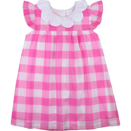 Pink Check Scalloped Collar Dress | Cecil and Lou