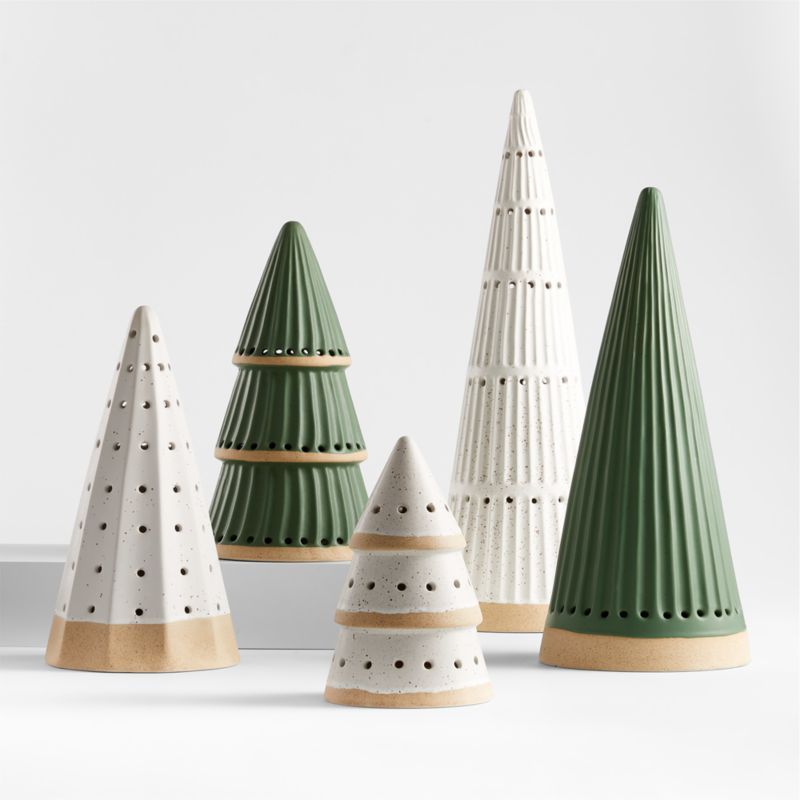 LED Ceramic Tree Decorations, Set of 5 | Crate and Barrel | Crate & Barrel