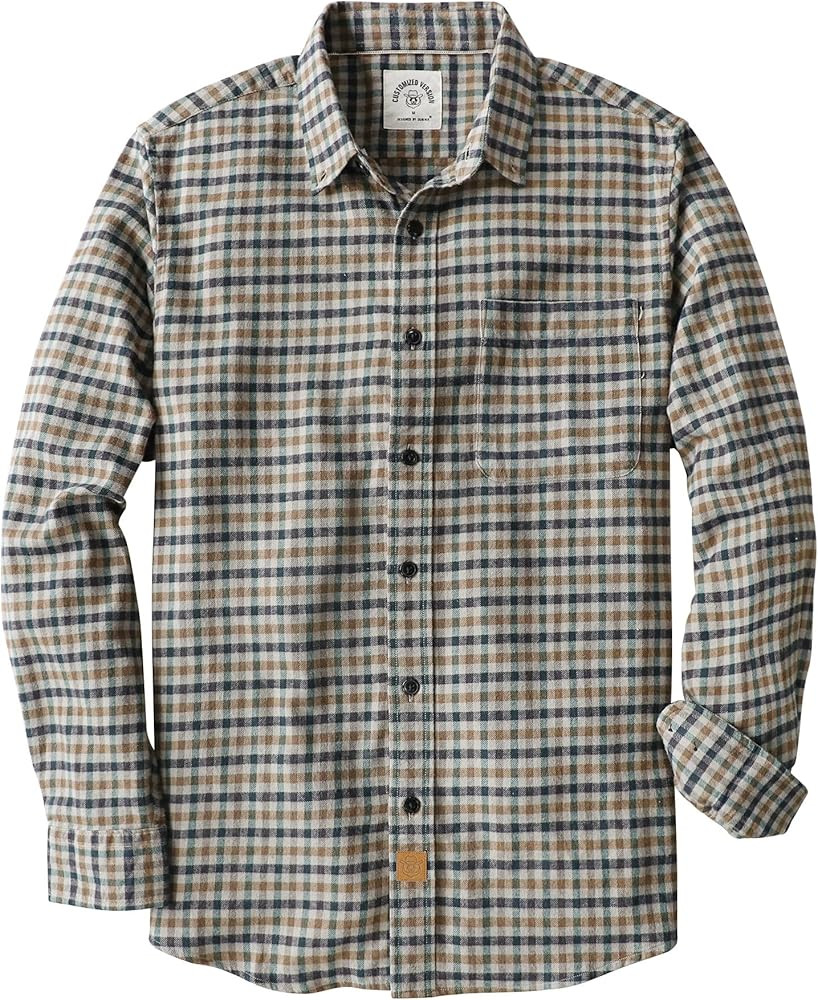 Dubinik® Flannel Shirt for Men 100% Cotton Mens Flannel Shirts Long Sleeve Plaid Soft Casual But... | Amazon (US)