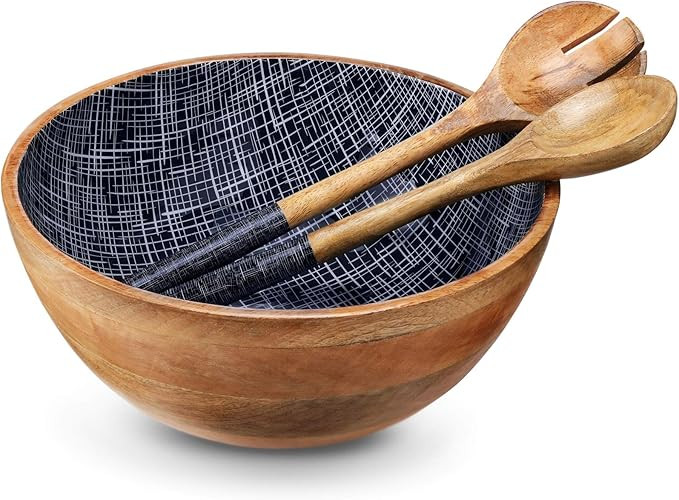 Wooden Salad Bowl or Mixing Bowls with Serving Tongs for Mothers Day Gifts, Large Serving Bowls f... | Amazon (US)