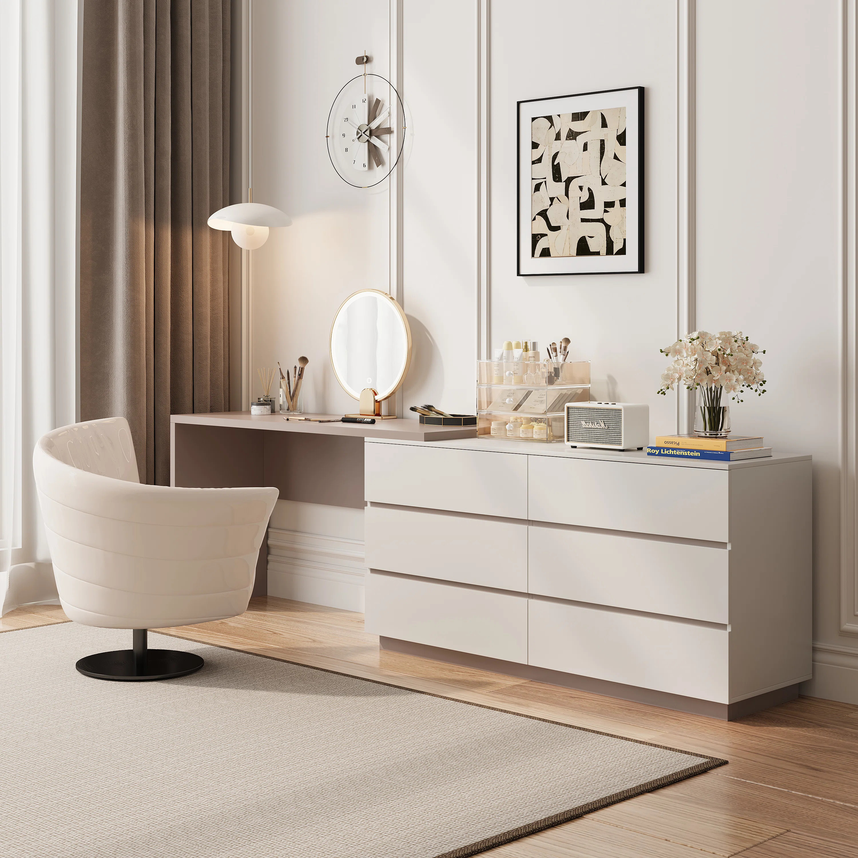 Latitude Run® Amaly Modern Home Office Extendable Dresser Desk Combo with 6-Drawer & Reviews | W... | Wayfair North America