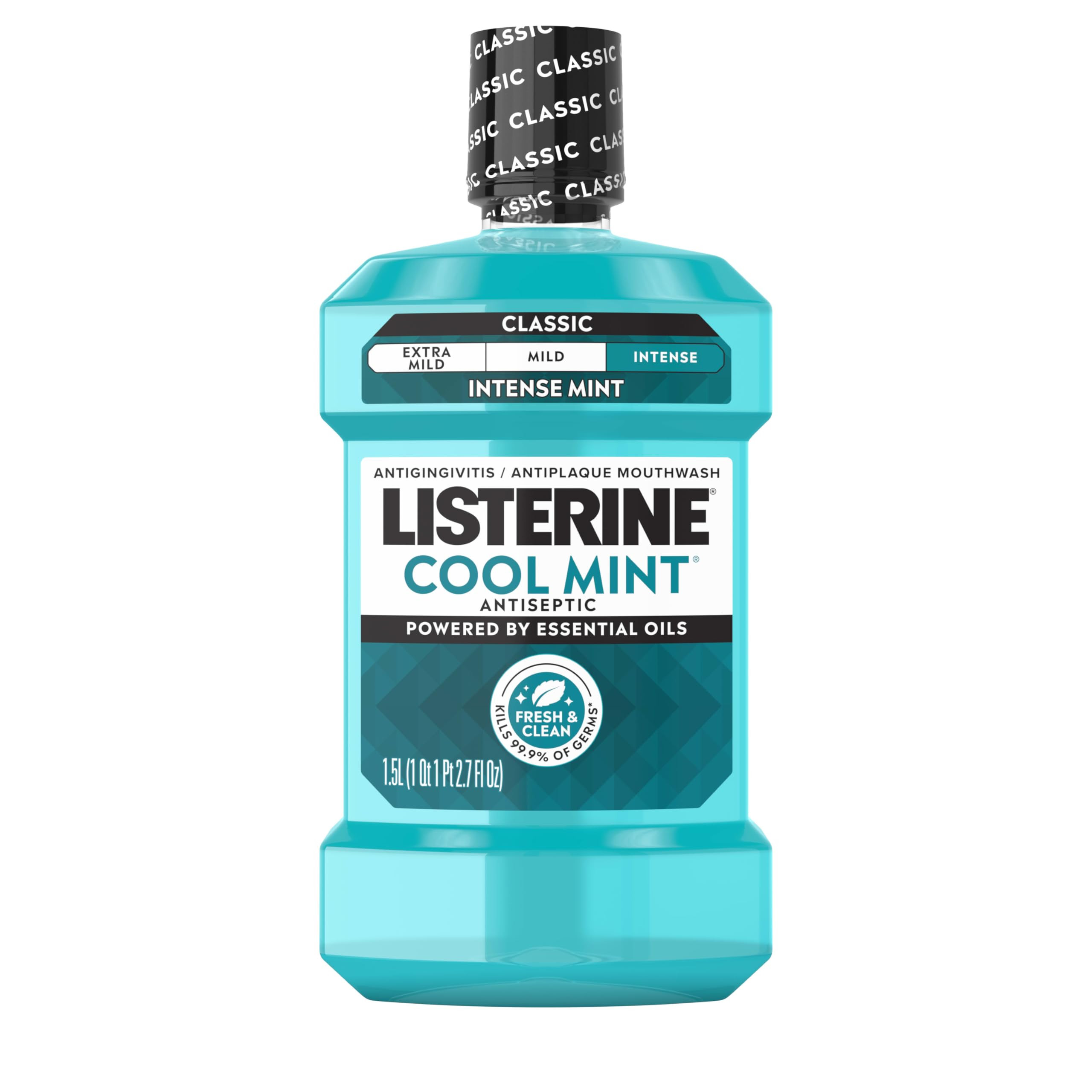Listerine Cool Mint Intense Antiseptic Mouthwash, Daily Oral Rinse Kills 99.9% of Germs that Caus... | Amazon (US)