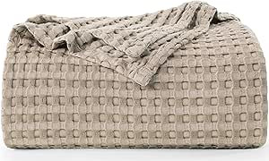 Utopia Bedding Cotton Waffle Blanket 300 GSM (Khaki - 90x90 Inches) Soft Lightweight Breathable B... | Amazon (US)
