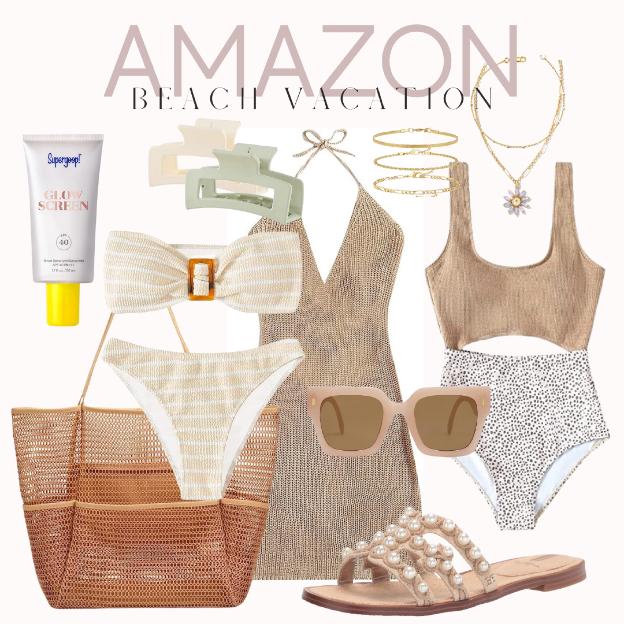 Amazon beach vacation | amazon vacation | beach bag | summer bag | swim | swimsuit | amazon swim | one piece | bikini | one piece swimsuit | hair accessories | sandals | summer sandals | dress | summer dresses | swimsuit coverup | swim coverup | sunglasses | necklace | layering necklace | travel | travel outfit | beach outfit | vacation outfit | Fourth of July | sunglasses | amazon sunglasses | oversized sunglasses  

#LTKunder50 #LTKFind #LTKtravel