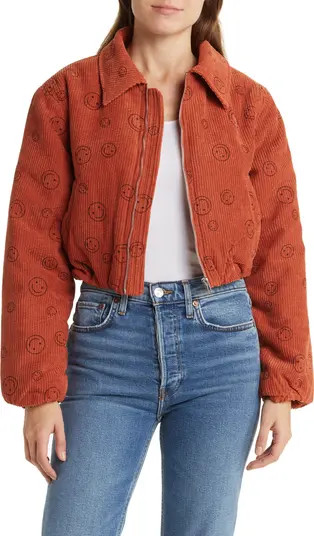 Elodie Smile Embroidered Corduroy Crop Jacket | Nordstromrack | Nordstrom Rack