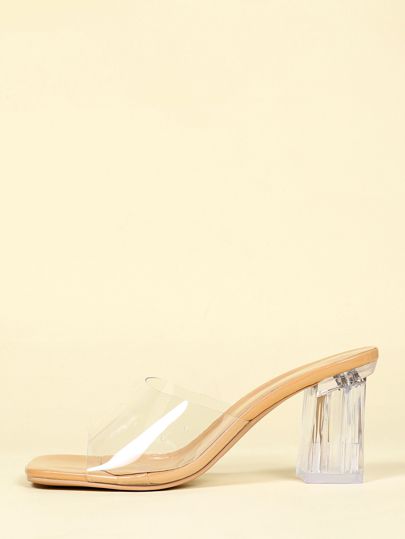 Clear Chunky Heeled Mule Sandals | SHEIN