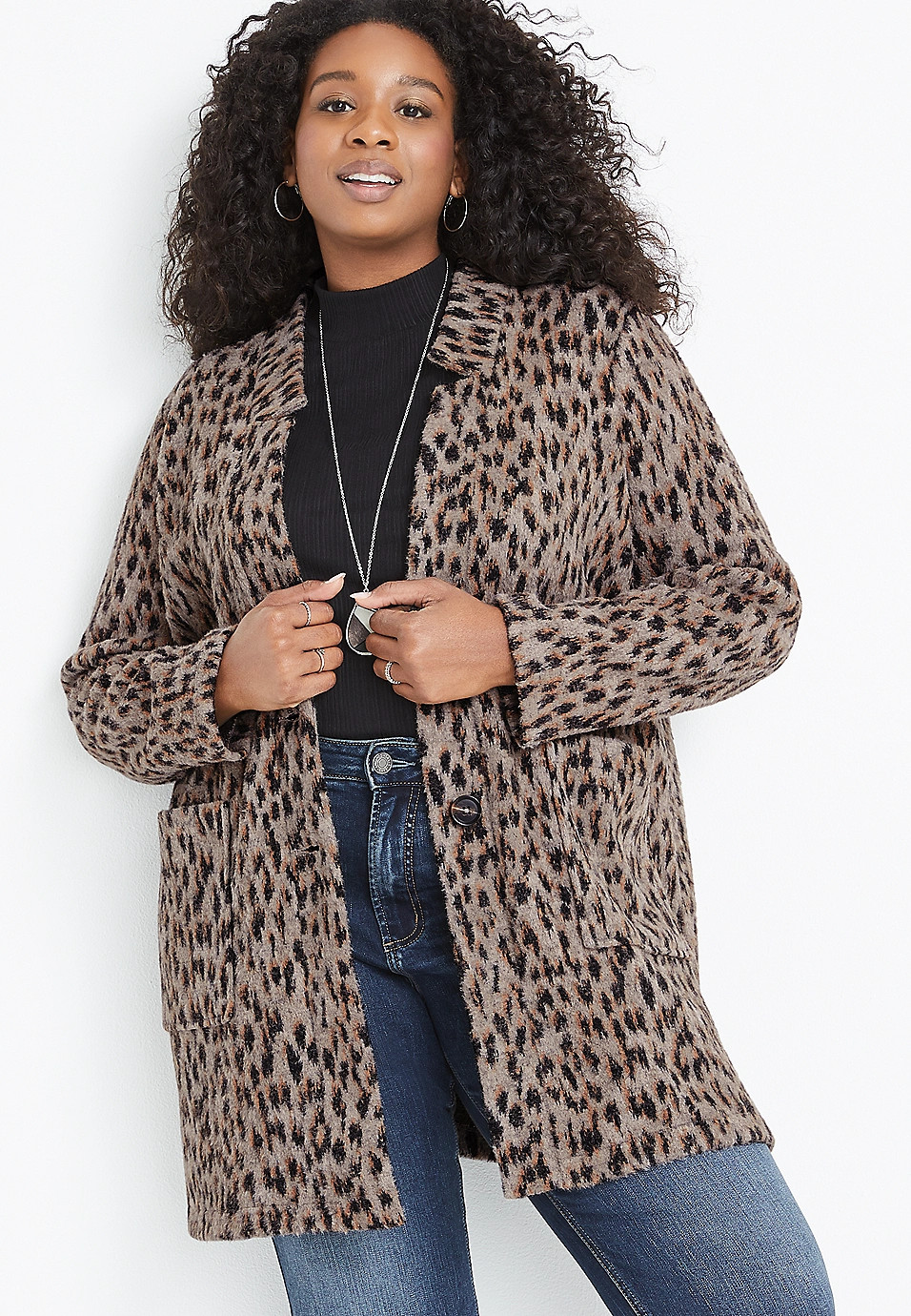 Plus Size Leopard Cozy Coatigan | Maurices
