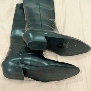 H&M Cowboy Black Leather Knee-High Boots | Poshmark