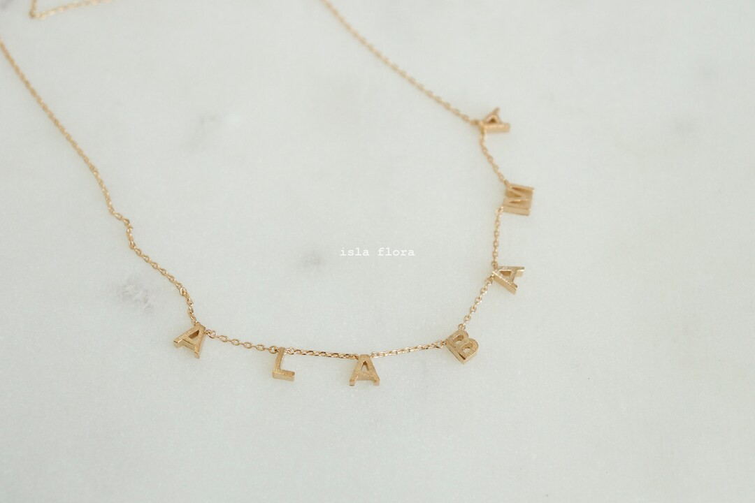 Alabama Initials Letters Brushed State Pendant Necklace, Crimson State Pride, Tigers Fine, Delica... | Etsy (US)