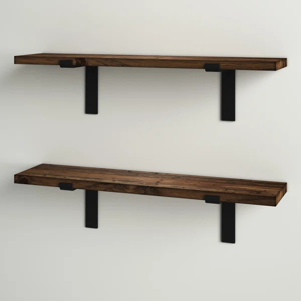 Jensenn 2 Piece Pine Solid Wood Bracket Shelf (Set of 2) | Wayfair North America