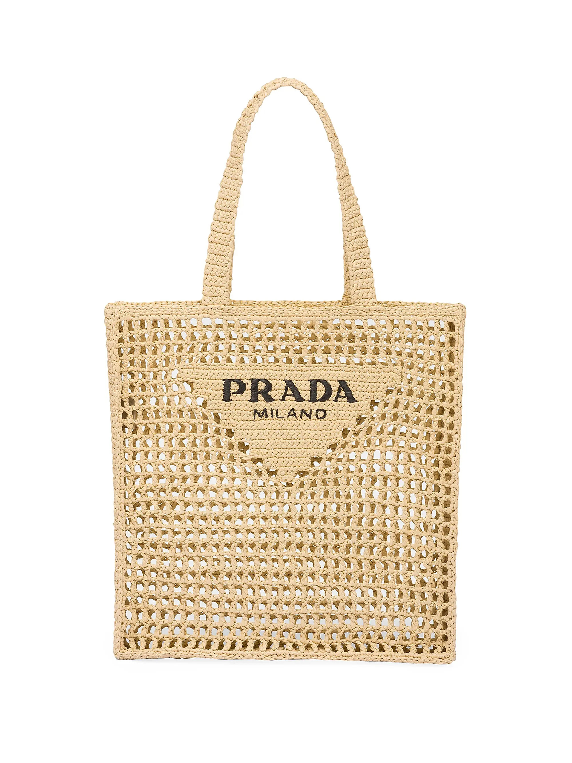 Raffia Tote Bag with Logo | Saks Fifth Avenue