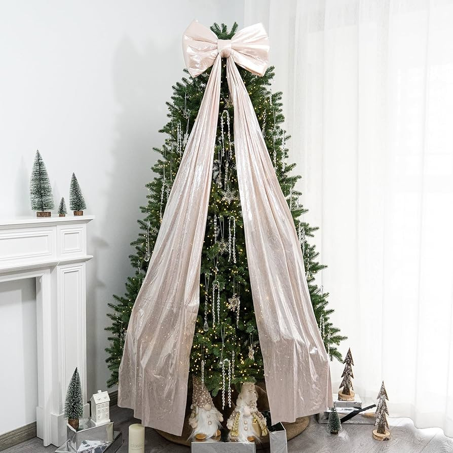 Christmas Tree Topper Bow，67x16 Inch Extra Large Room Decor Ribbon Bow for Wedding Engagement B... | Amazon (US)