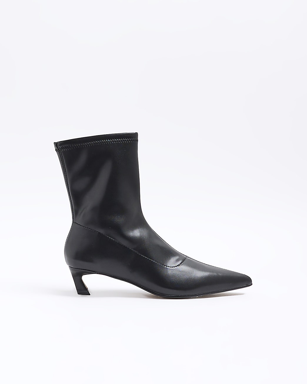 Black Slant Heel Sock Boots | River Island (UK & IE)