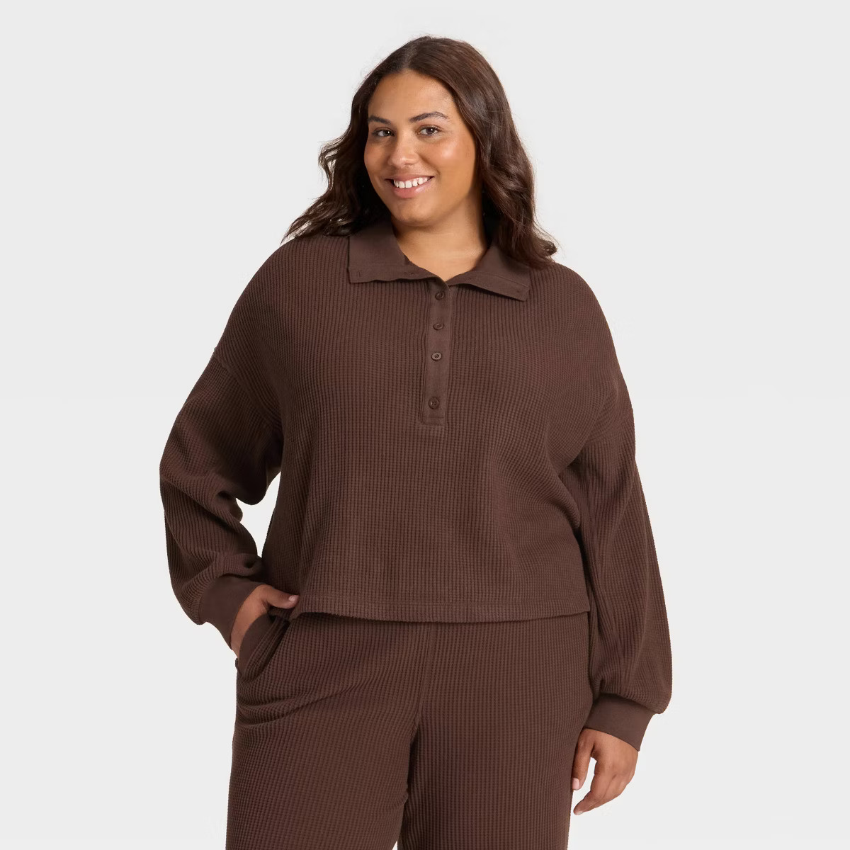 Women's Waffle Henley Sweatshirt - Auden™ | Target