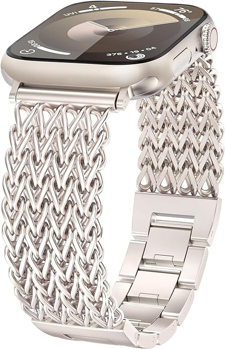 Minyee Compatible with Apple Watch Band 41/40/38/44/45/46/49/42mm Women, Dressy Stainless Steel M... | Amazon (US)