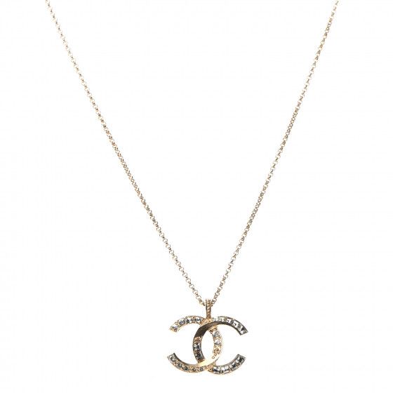 CHANEL Baguette Crystal CC Chain Necklace Gold | Fashionphile