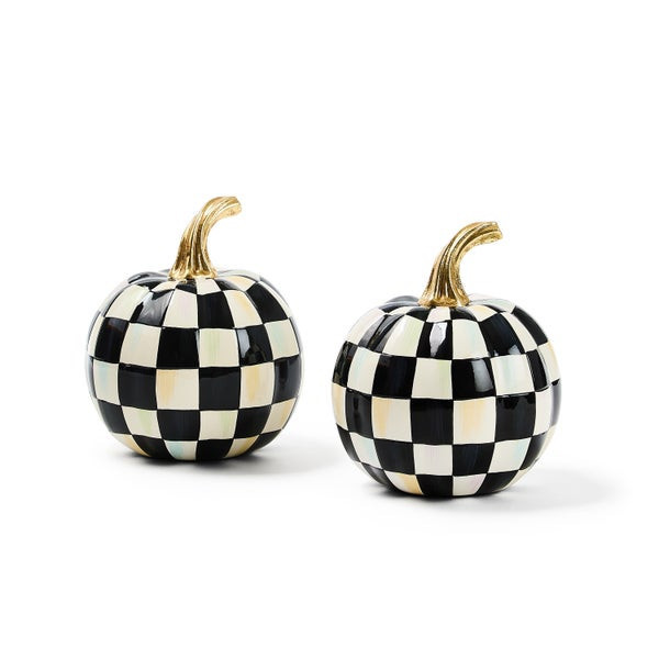MacKenzie-Childs Classic Courtly Check Mini Pumpkin Figurine | MacKenzie-Childs