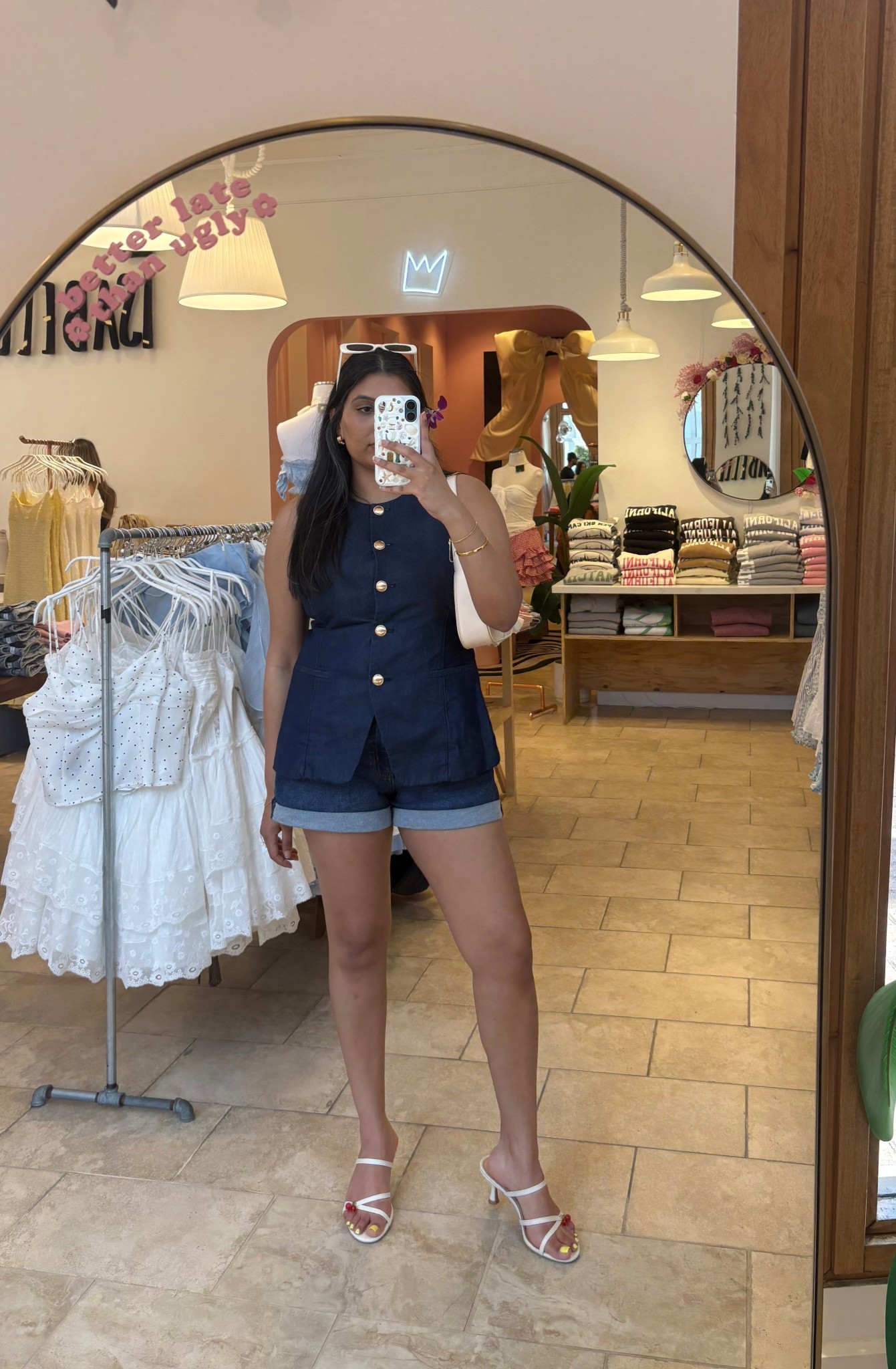 Spring outfits, summer outfits, denim vest, denim on denim, denim shorts, kitten heels, Target finds, shoulder bag, denim outfits 

#LTKShoeCrush #LTKStyleTip #LTKItBag