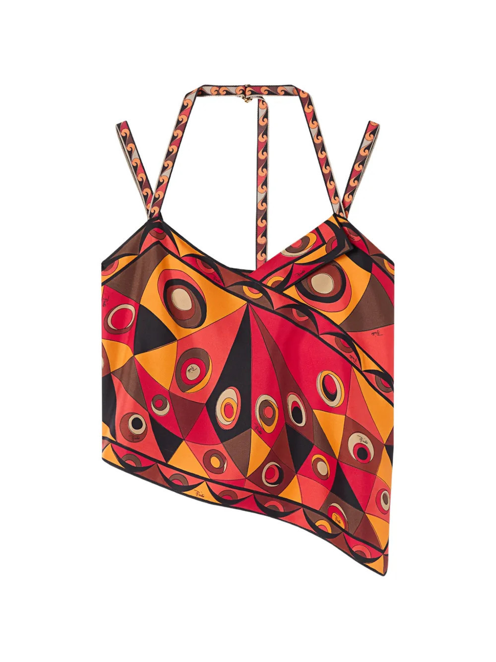 PUCCI Occhi-print silk scarf top - Red | Farfetch Global
