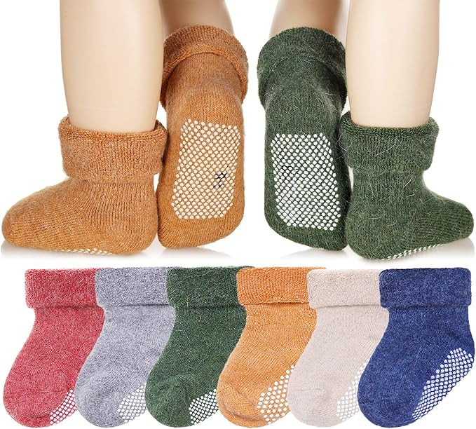 Eyean Baby Wool Grip Sock Soft Winter Warm Thick Non Slip Toddler Boy Girls Crew Socks For Childr... | Amazon (US)