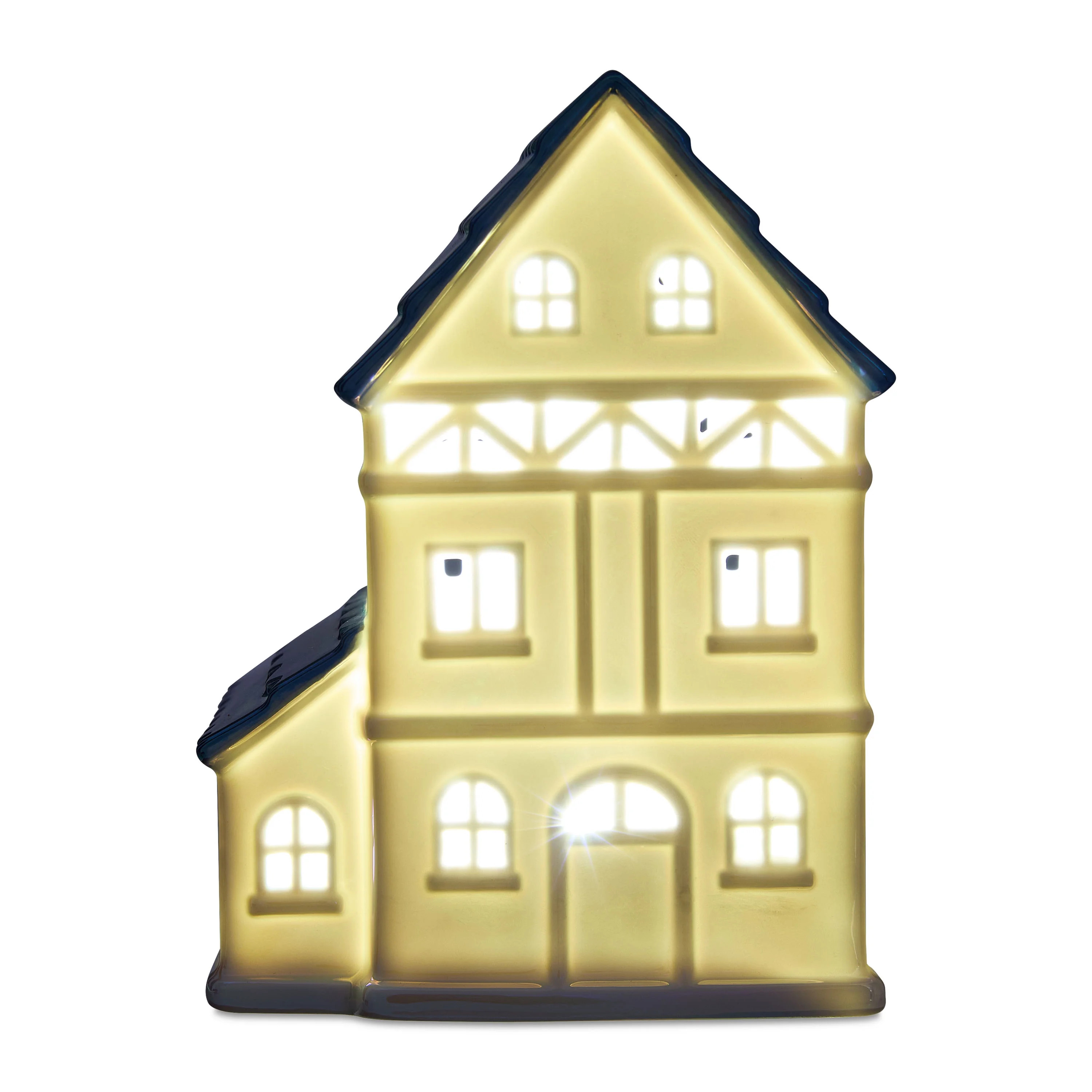 Light-Up Ceramic House Christmas Tabletop Decoration, White and Blue, 5.9", by Holiday Time | Walmart (US)