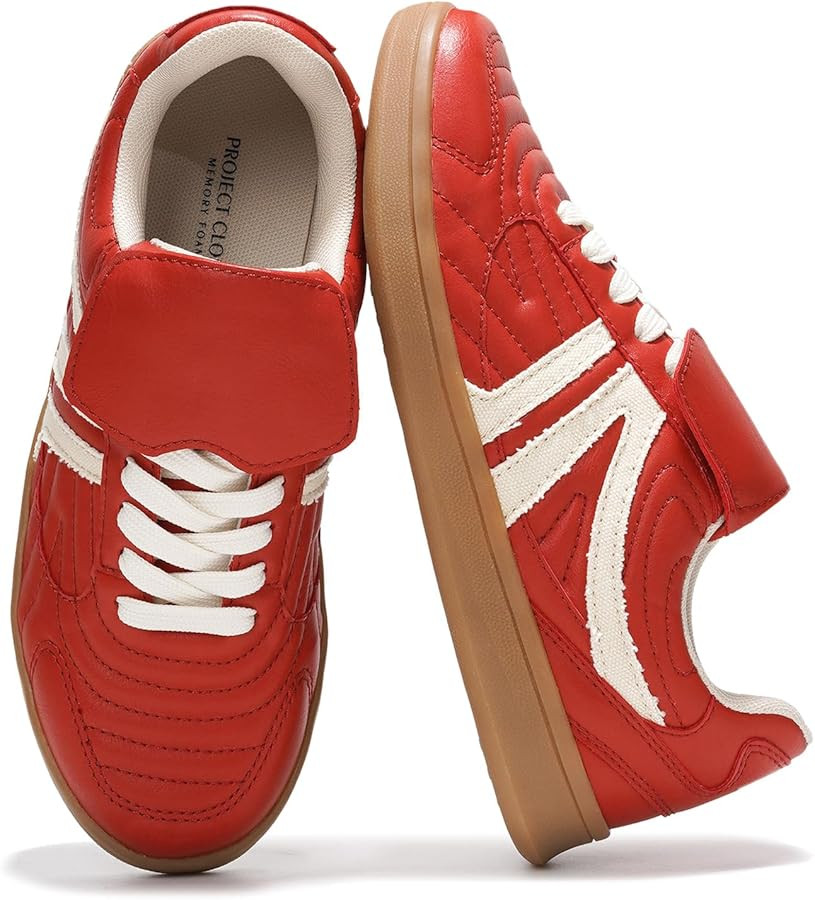 Project Cloud Leather Womens Sneakers - Memory Foam Casual Sneakers for Women Footwear Lace Up Wo... | Amazon (US)