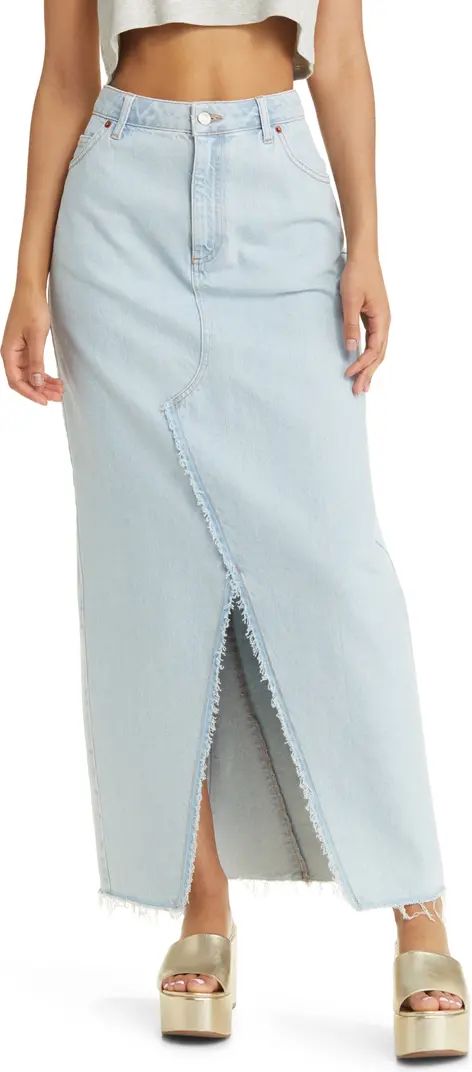 Raw Hem Denim Midaxi Skirt | Nordstrom