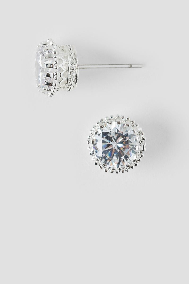 Juliana CZ Filigree Crown Studs in Silver | Francesca’s Collections