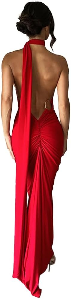 Women Sexy Backless Dress Bodycon Sleeveless Open Back Maxi Dress Going Out Elegant Party Cocktai... | Amazon (US)