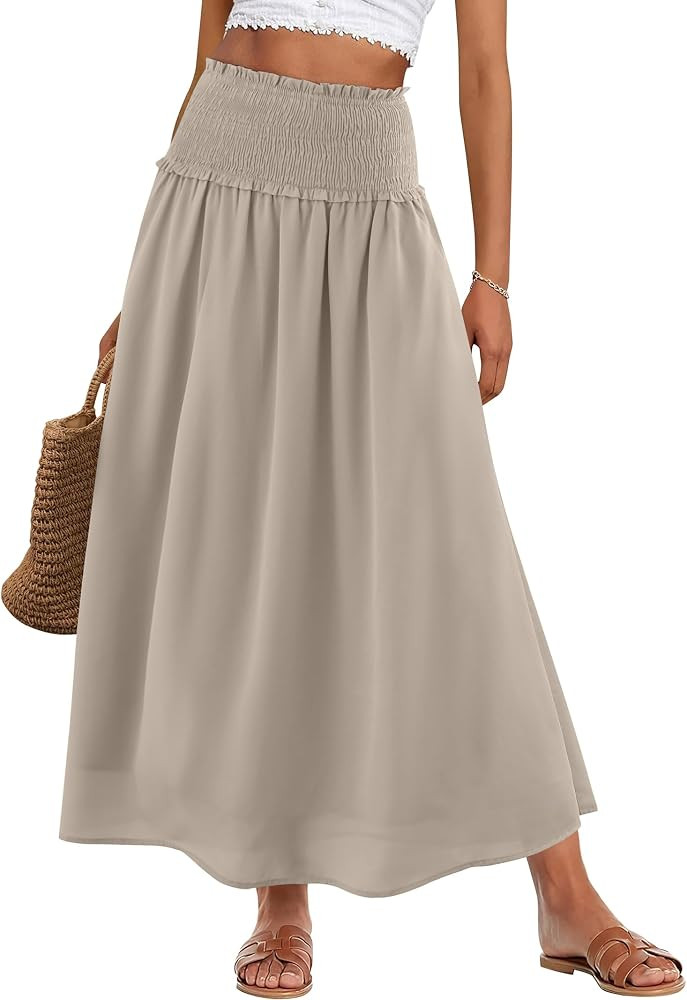 ANRABESS Maxi Skirt for Women Floral High Waisted Elastic Flowy 2026 Summer Boho Long Skirts Beac... | Amazon (US)