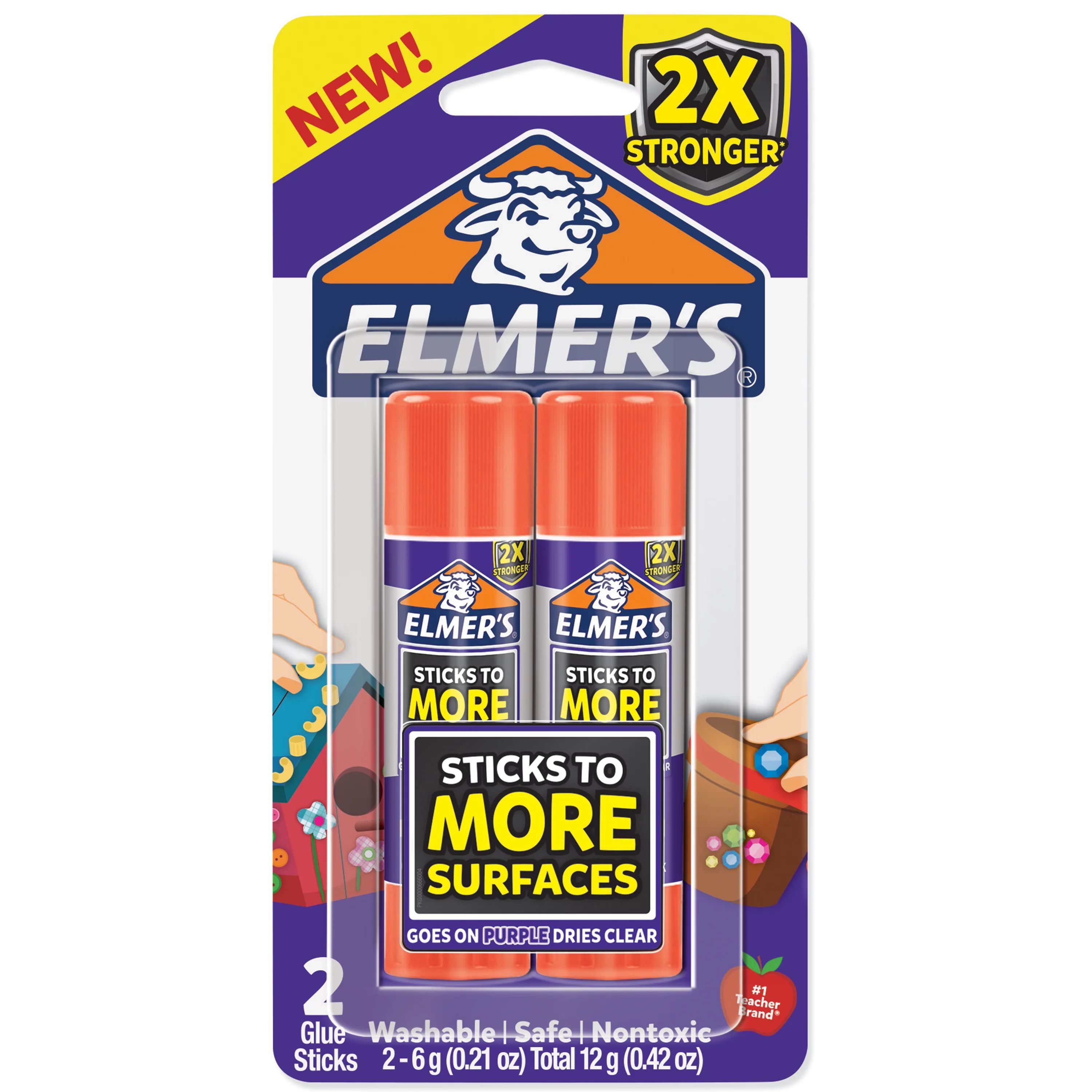 Elmer’s Extra Strength School Glue Sticks, Washable, 6 Gram, 2 Count - Walmart.com | Walmart (US)