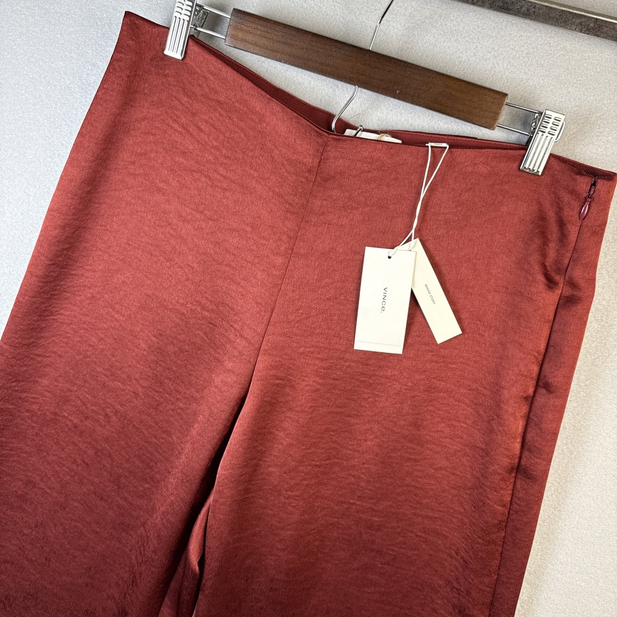 NWT Vince Sati Wide Flare Pants Womens Size 10 Polyester Fluid Cropped Red $345 | eBay US