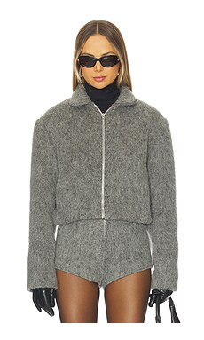Diana Milkanova Studio Fuzzy Jacket in Grey from Revolve.com | Revolve Clothing (Global)
